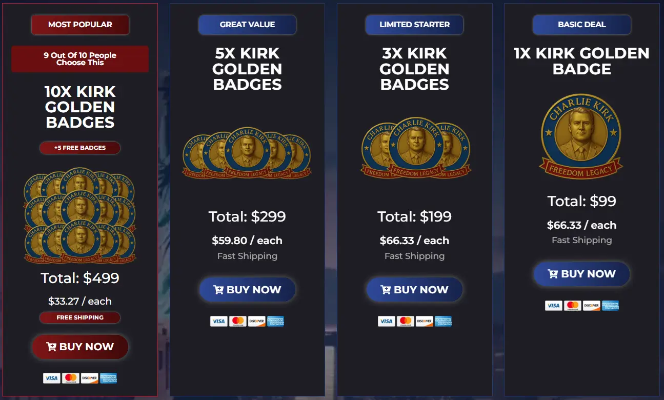 CHARLIE KIRK GOLDEN BADGE-Pricing
